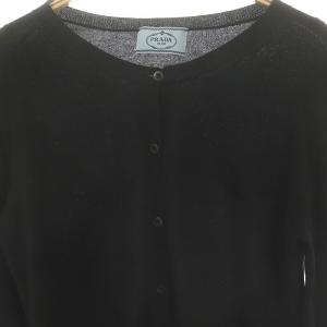 PRADA クルーネックカーディガン ニット 長袖 カシミヤ混 40 黒 ブラック /ES OS