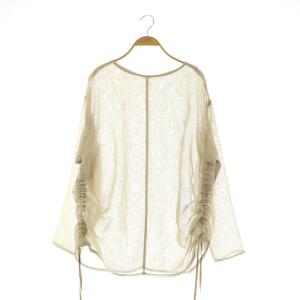 24SS 【前後2WAY】リネンタッチドロストブラウス 長袖 プルオーバー ボートネック Vネック シースルー