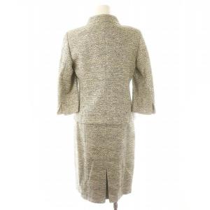 Max Mara セットアップ ワンピース 半袖 ミモレ ロング ジャケット アウター ツイード 32 オフホワイト グレー