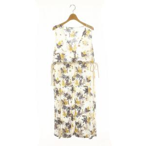 トロピカル刺繍ジレ ベスト 36 白 ホワイト マルチカラー