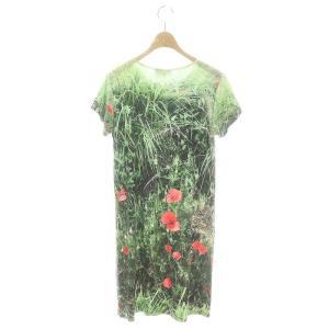 agnes b. PRESTIGE プレステージ プリントワンピース 膝丈 半袖 2 緑 グリーン