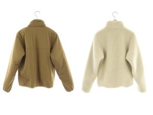 Columbia シカゴアベニューリバーシブルジャケット ブルゾン ボア ジップアップ S ベージュ アイボリー