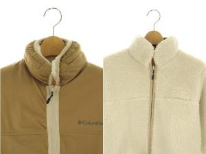 Columbia シカゴアベニューリバーシブルジャケット ブルゾン ボア ジップアップ S ベージュ アイボリー