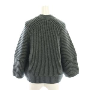 BALENCIAGA クルーネック ラグランワイドスリーブ ニット セーター 七分袖 八分袖 クロップド アルパカ混 34 チャコールグレー