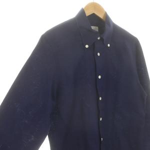 TOMORROWLAND PILGRIM ピルグリム リネン コットン シャツ ボタンダウン 長袖 L 紺 ネイビー