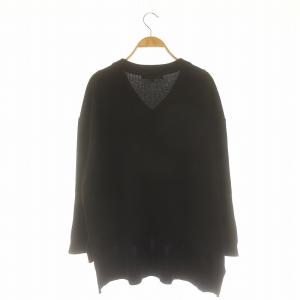 ENFOLD Vネックニット セーター 長袖 チュニック丈 ウール 38 黒 ブラック