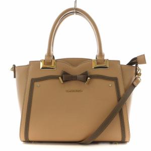 ソリッドリボントートバッグ ハンドバッグ ショルダーバッグ 2way リボン フェイクレザー ベージュ