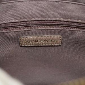 Samantha Vega ソリッドリボントートバッグ ハンドバッグ ショルダーバッグ 2way リボン フェイクレザー ベージュ