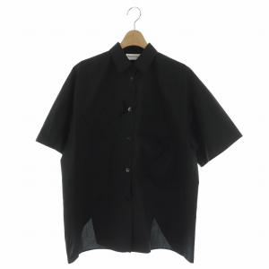 23SS asymmetry half-sleeves shirt シャツ 半袖 オーバーサイズ M 黒 ブラック