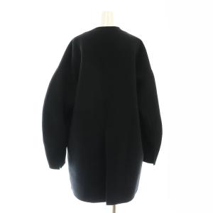 ENFOLD ウールリバー カーデコート アウター ノーカラー ミドル丈 38 黒 ブラック