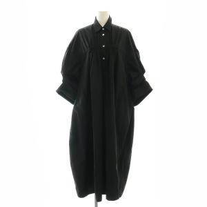 23SS TACK-SLEEVE SHIRTS DRESS ワンピース ロング 七分袖 36 黒 ブラック