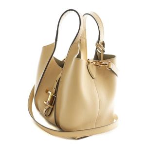 TOD'S T タイムレス レザー ショッピングバッグ 2WAY ポーチ付き ベージュ