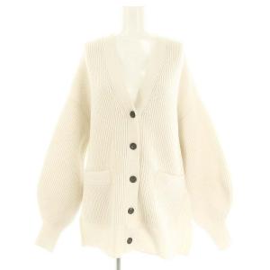 23SS バルキーヤーンカーディガン ニット 長袖 Vネック リブ オフホワイト