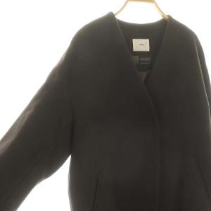 IENA MANTECO ノーカラーコート アウター ロング 総裏地 38 ダークブラウン /DO OS