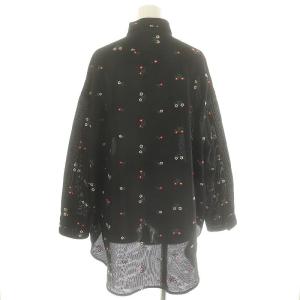 TICCA フラワー刺繍シャツブルゾン アウター フロントボタン 長袖 コットン混 F 黒 ブラック マルチカラー