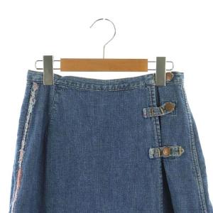 HYSTERIC GLAMOUR チェック デニム ロングラップスカート マキシ丈 フレア F 青 赤 ブルー レッド /MI OS