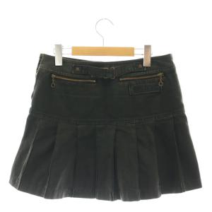 HYSTERIC GLAMOUR プリーツ デニムミニスカート フレア ロゴボタン 黒 ブラック