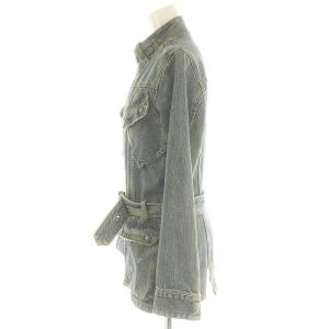 HYSTERIC GLAMOUR KINKY デニムオーバージャケット スタンドカラー ダメージ加工 ベルト付き F 青 ブルー