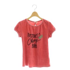 パイル地 半袖カットソー ロゴ プルオーバー F ピンク 黒 ブラック