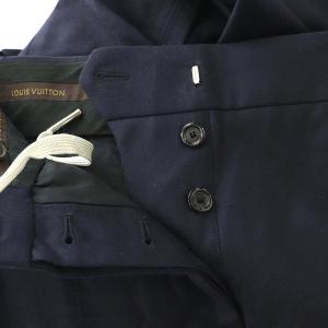 LOUIS VUITTON ウールスラックスパンツ ストレート ボタンフライ 34 紺 ネイビー RW152B F8PA38UW9