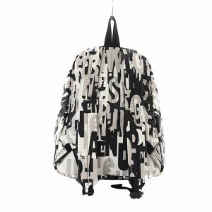 LesportSAC リュックサック デイパック 総柄 文字 ナイロン 白黒 /AS OS