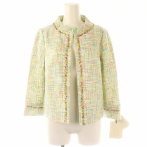 M'S GRACY セットアップ 上下 ツイード ジャケット 総裏地 タイトスカート 膝丈 9AR オフホワイト マルチカラー