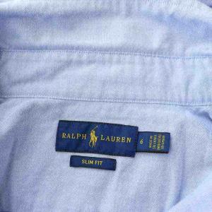 RALPH LAUREN 長袖シャツ ボタンダウン ロゴ刺繍 コットン 6 青 ブルー