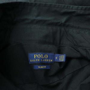 POLO RALPH LAUREN SLIM FIT 長袖シャツ ロゴ刺繍 コットン 8 黒 ブラック