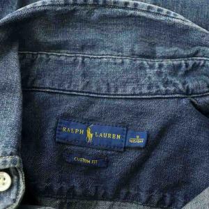 RALPH LAUREN 長袖デニムシャツ ボタンダウン コットン S 紺 ネイビー