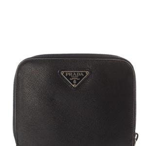 PRADA 二つ折り コンパクトウォレット 財布 レザー ロゴ 黒 ブラック