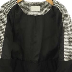 CELFORD 22AW タフタコンビツイードブルゾン ジャケット ノーカラー F 白 黒 ホワイト ブラック