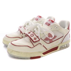 LOUIS VUITTON LV トレイナー ライン スニーカー 9.5 ホワイト レッド MS0261