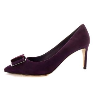 Salvatore Ferragamo ZERI 70 パンプス ヴァラ リボン スエード 6.5D パープル