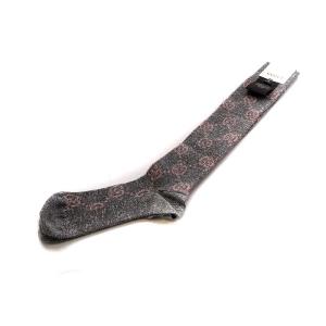 GUCCI チルドレン GG ソックス 靴下 ラメ S グレー ピンク 476525