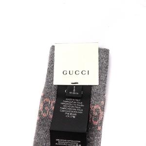 GUCCI チルドレン GG ソックス 靴下 ラメ S グレー ピンク 476525