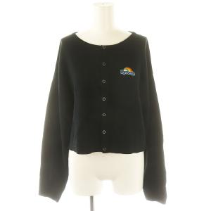 22SS ハイズレインボー HYS RAINBOW刺繍 ショートカーディガン 長袖 クルーネック コットン F 黒 ブラック