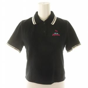 24SS ポイズンチェリー POISON CHERRY刺繍 ショート丈ポロシャツ 半袖 コットン F 黒