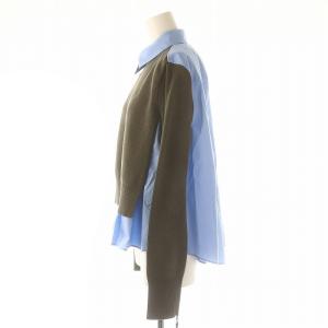 sacai 23SS Cotton Poplin x Knit Pullover 3 カーキグレー