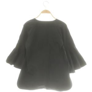 JIL SANDER フレアスリーブ ブラウス プルオーバー 七分袖 キーネック 32 黒 ブラック