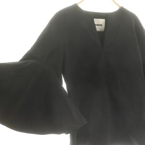JIL SANDER フレアスリーブ ブラウス プルオーバー 七分袖 キーネック 32 黒 ブラック