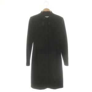 ラインストーンリボンウールコート アウター リボン 38 M 黒 ブラック /YQ OS