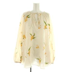 gelato pique キンモクセイ柄 セットアップ カットソー 長袖 プルオーバー パンツ イージー ジョガー ルームウェア コットン F ベージュ