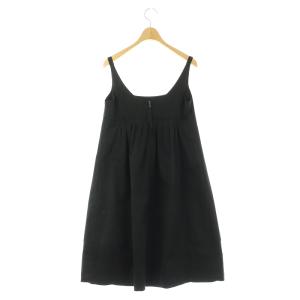 FOXEY NEW YORK ノースリーブワンピース ジャンパースカート 膝丈 タック フレア 40 黒 ブラック 23444
