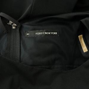 FOXEY NEW YORK ノースリーブワンピース ジャンパースカート 膝丈 タック フレア 40 黒 ブラック 23444