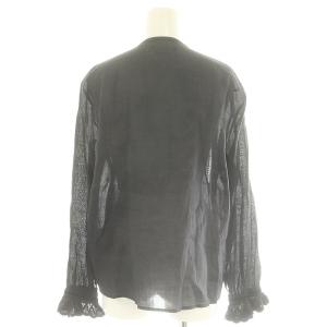 ISABEL MARANT リネン刺繍フリルブラウス 長袖 フロントボタン F 黒 ブラック