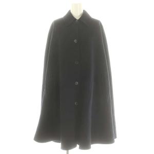 WOOL RIVER MANTLE マントコート アウター ミドル ステンカラー カシミヤ混 S 濃紺