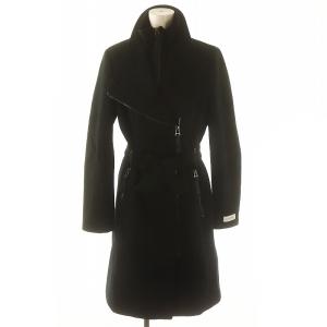 ウール ロングコート アウター ベルト付き XS 黒 ブラック