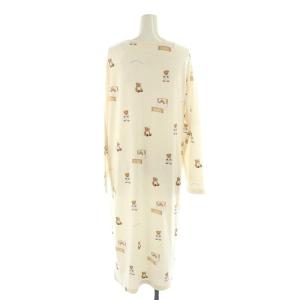 gelato pique ジェラートピケ GOOD NIGHT BEAR柄ワンピース ロング 長袖 F オフホワイト