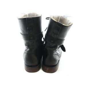 UGG australia WJENA レースアップブーツ レザー ムートン US7 24cm 黒 ブラック F8913F