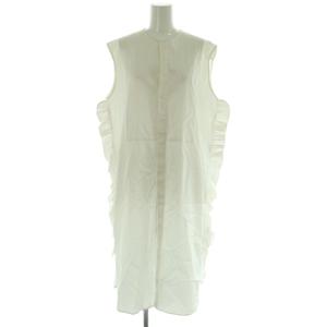 サイドラッフル ワンピース ノースリーブ ミモレ ロング コットン 36 白 /NR OS